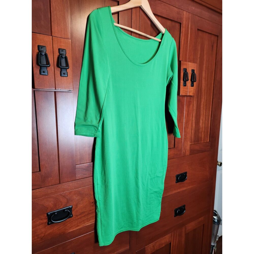 Vestidos Green Body Con Dress Scooped Neckline Size Large - Picture 3 of 7